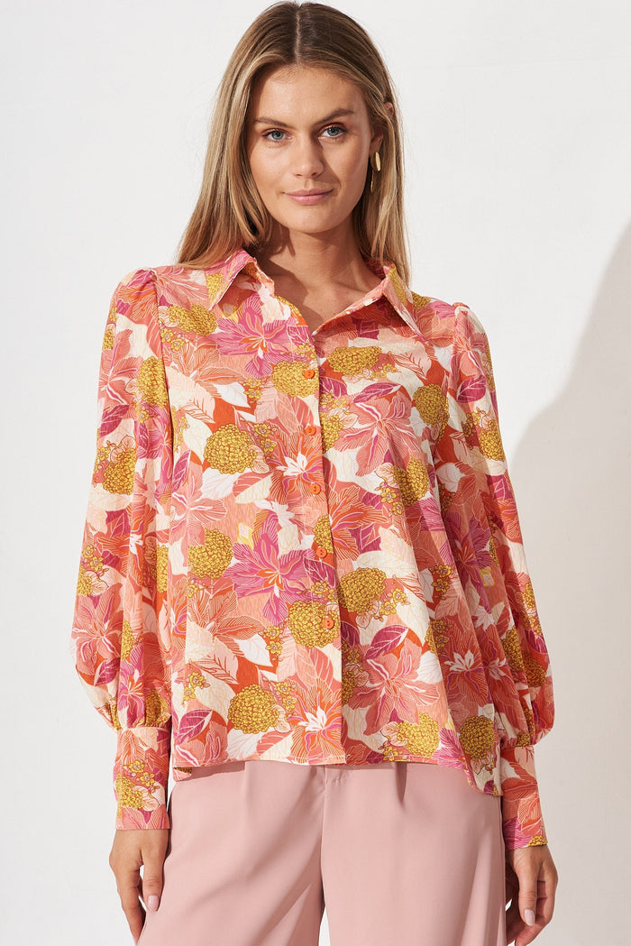 Jessie Shirt In Multi Floral - front