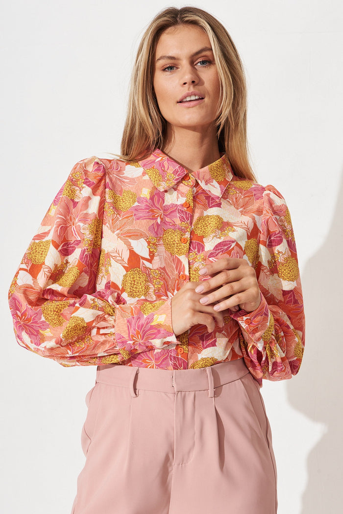 Jessie Shirt In Multi Floral - front