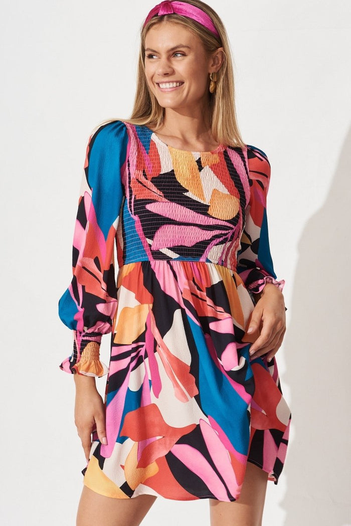 Charley Dress In Black Multi Abstract - St Frock (Dev)
