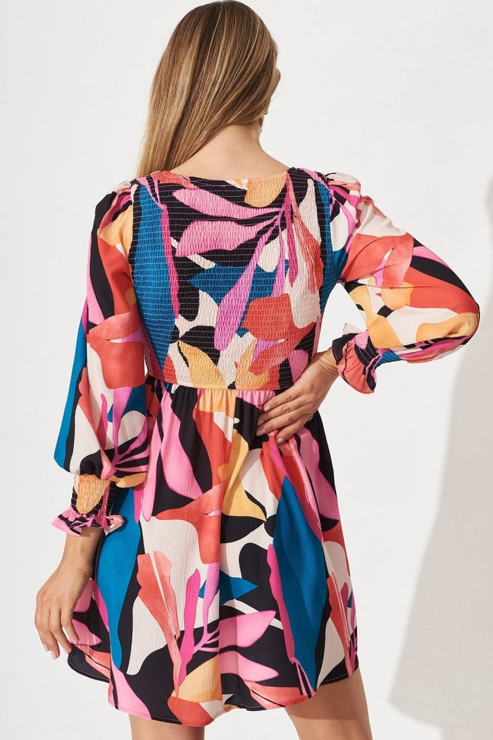Charley Dress In Black Multi Abstract - St Frock (Dev)