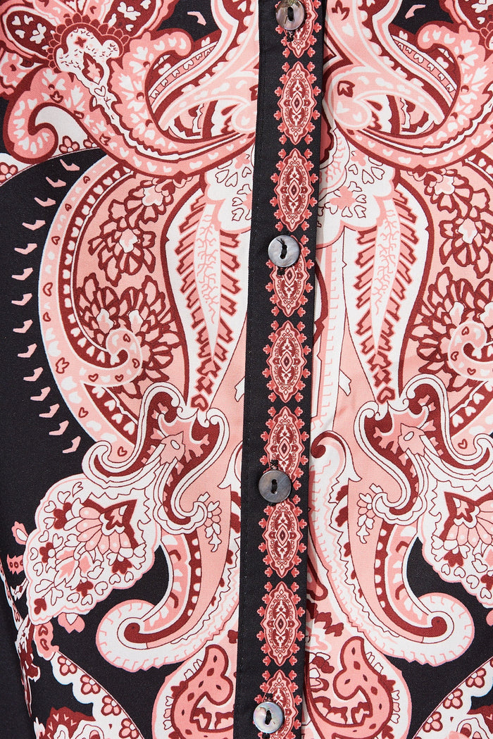 Amore Dress In Black With Red Print - fabric