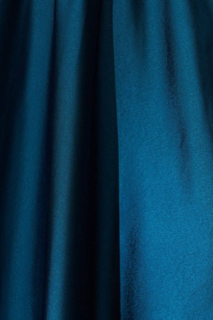 Natalene Midi Dress In Emerald Satin - fabric