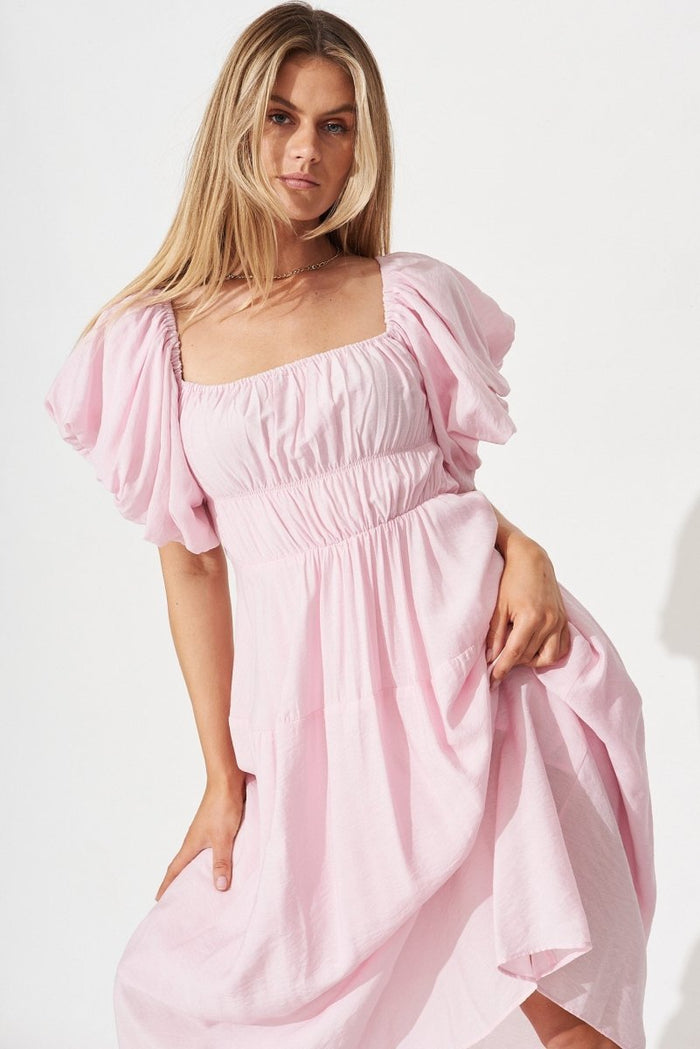 Charlotta Midi Dress In Pink - St Frock (Dev)