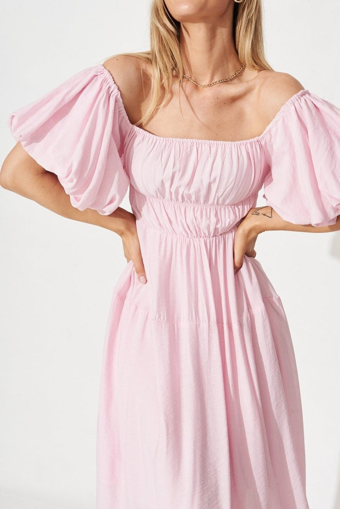 Charlotta Midi Dress In Pink - St Frock (Dev)