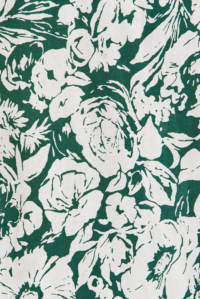 Darly Midi Dress In Green With White Floral - fabric