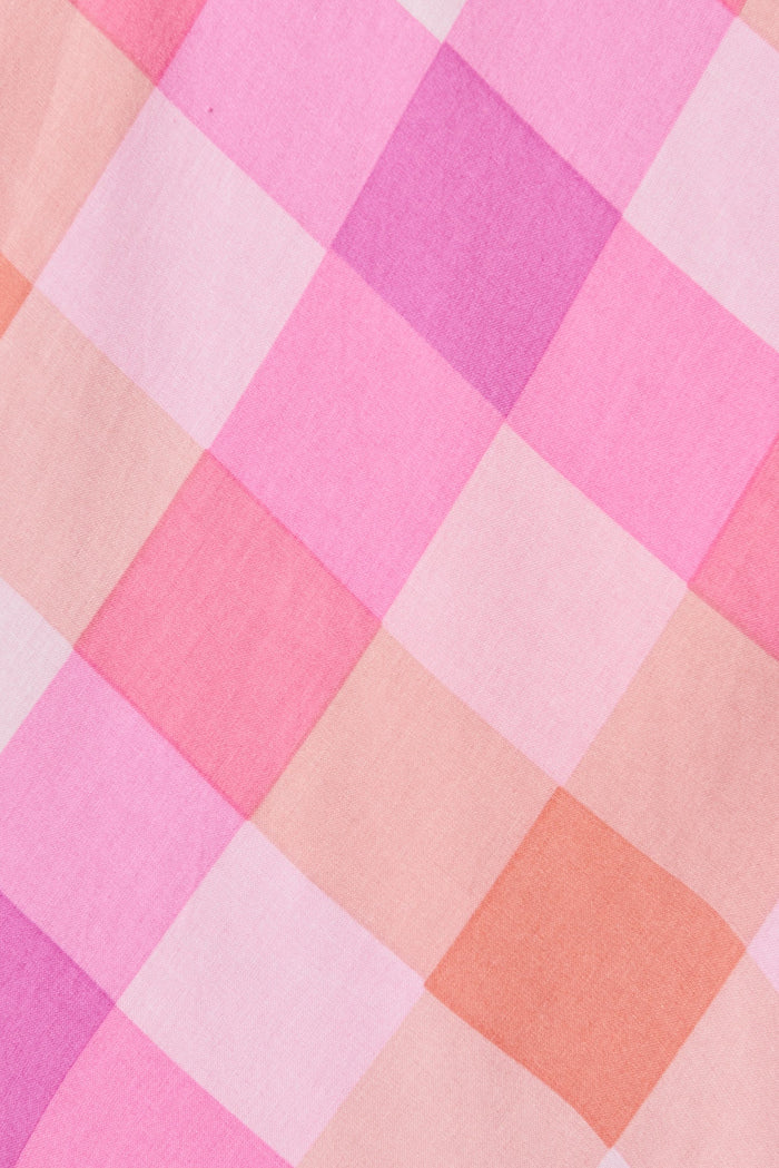Coreen Midi Dress In Pink With Purple Gingham - fabric