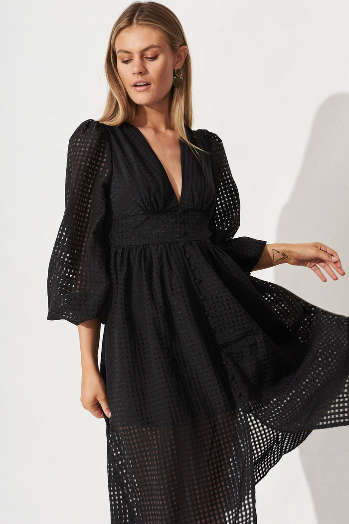 Destine Midi Dress In Black - front