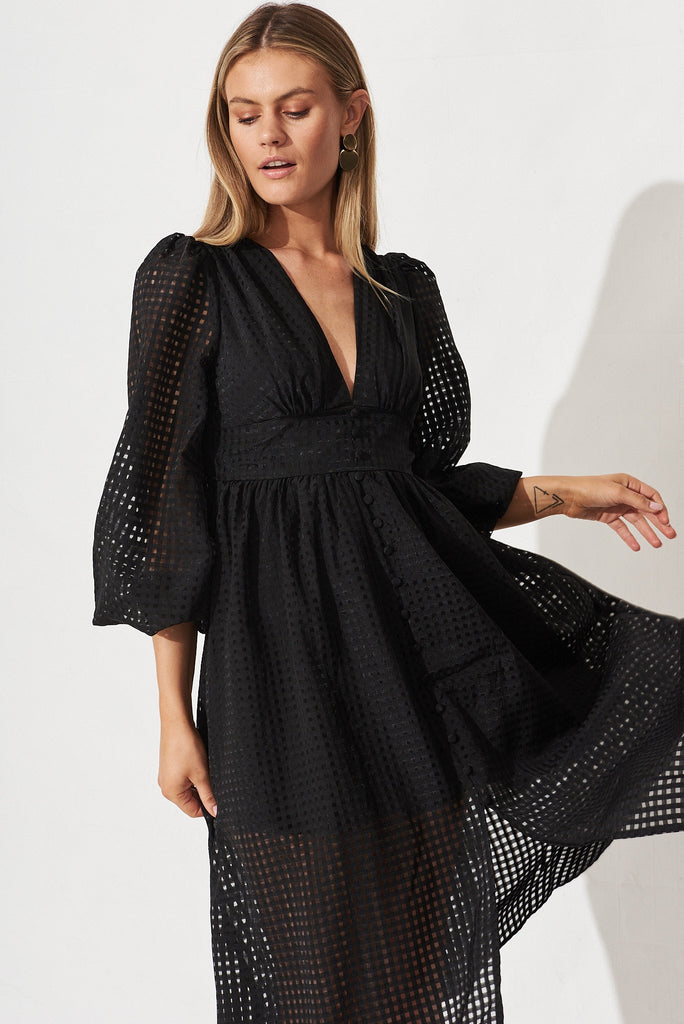 Destine Midi Dress In Black - front