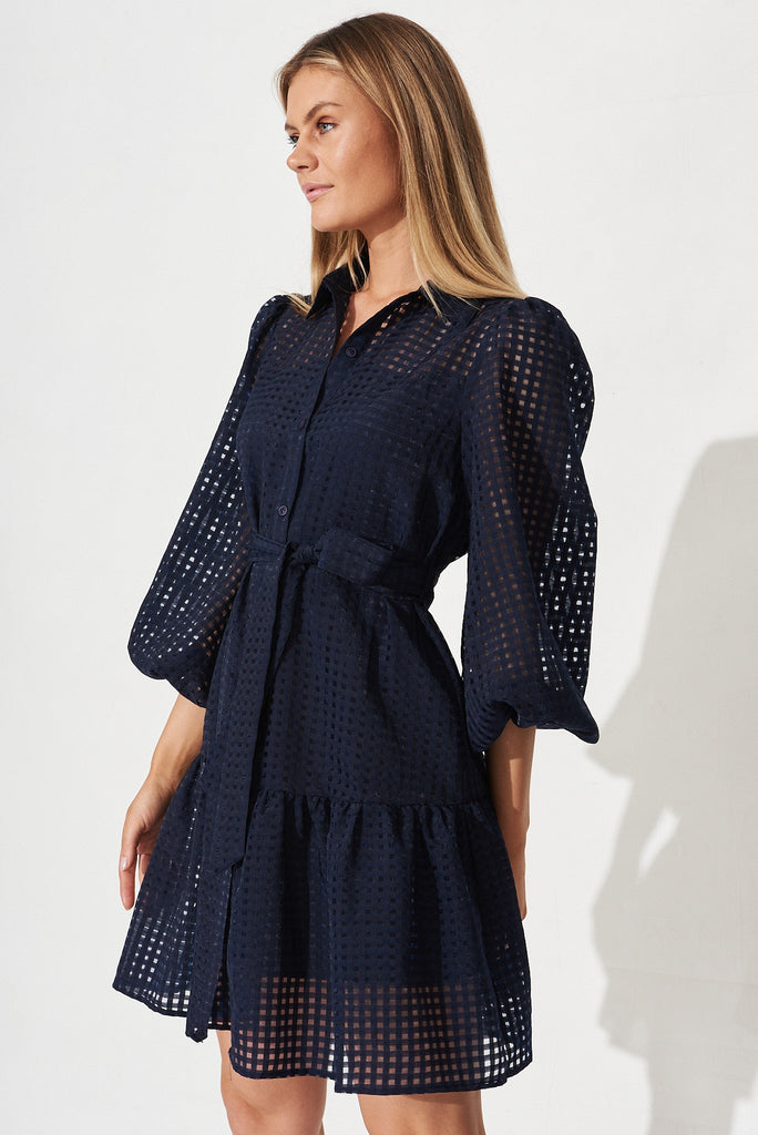 Giulia Shirt Dress In Navy - front