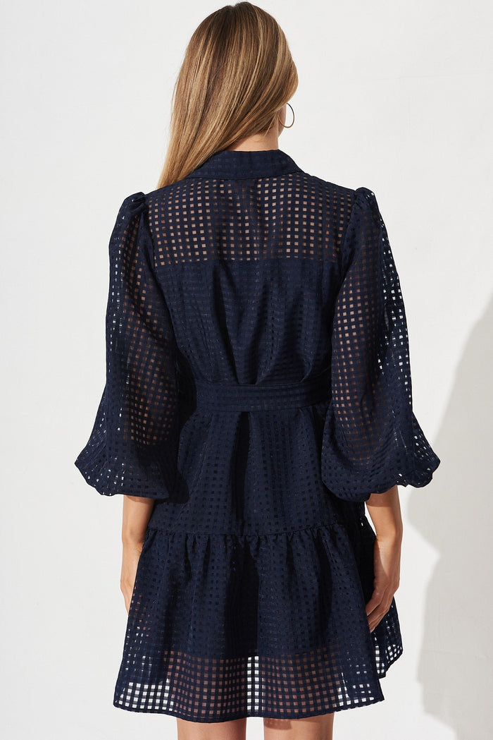 Giulia Shirt Dress In Navy - back