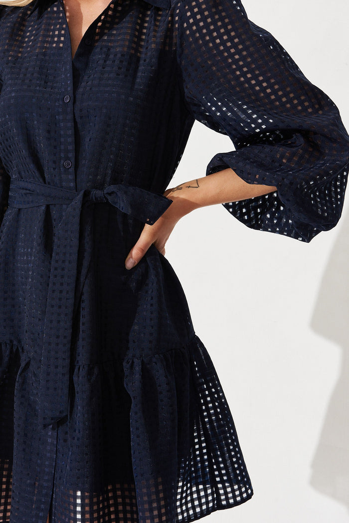 Giulia Shirt Dress In Navy - detail