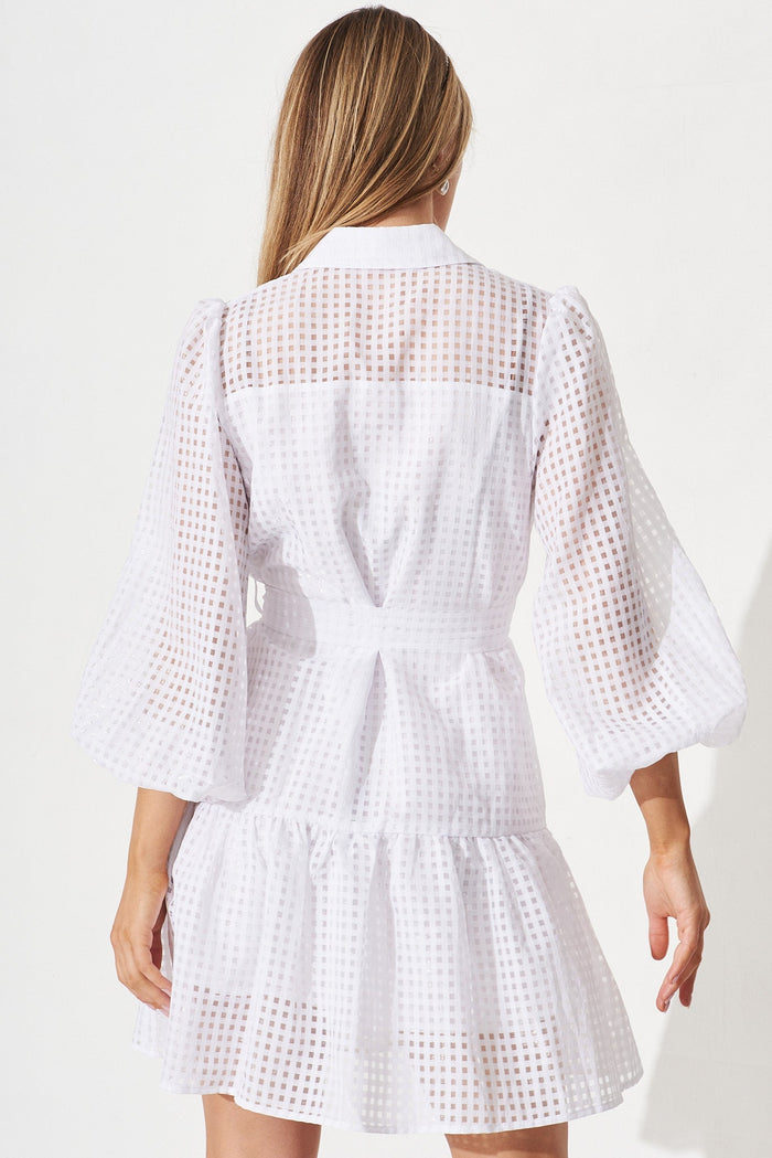 Giulia Shirt Dress In White - back