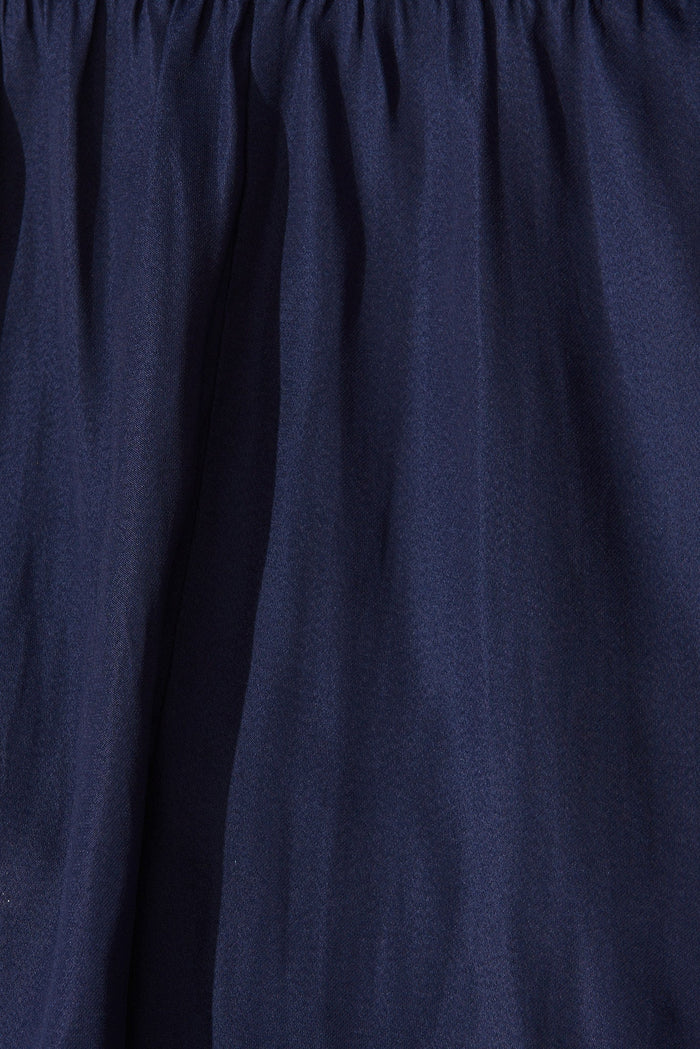 Denissa Satin Top In Navy - fabric