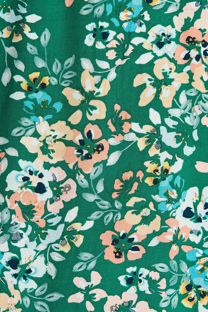 Effenty Pants In Green With Beige Floral - fabric