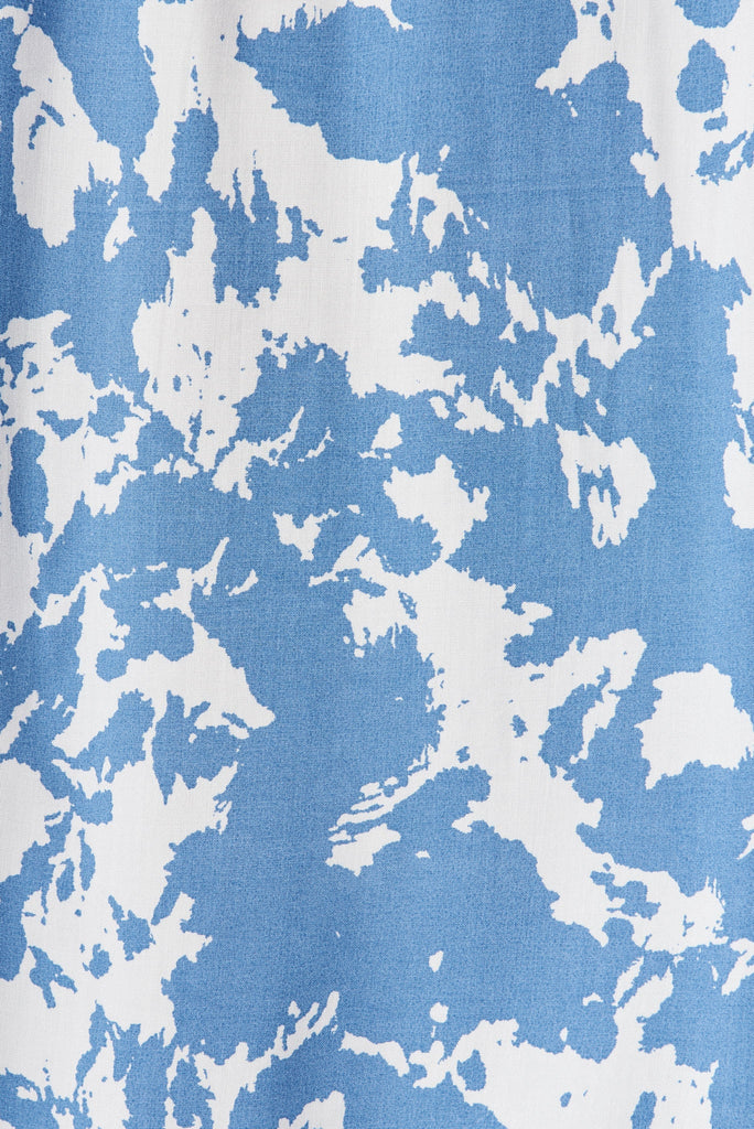 Darly Midi Dress In Blue With White Print - fabric