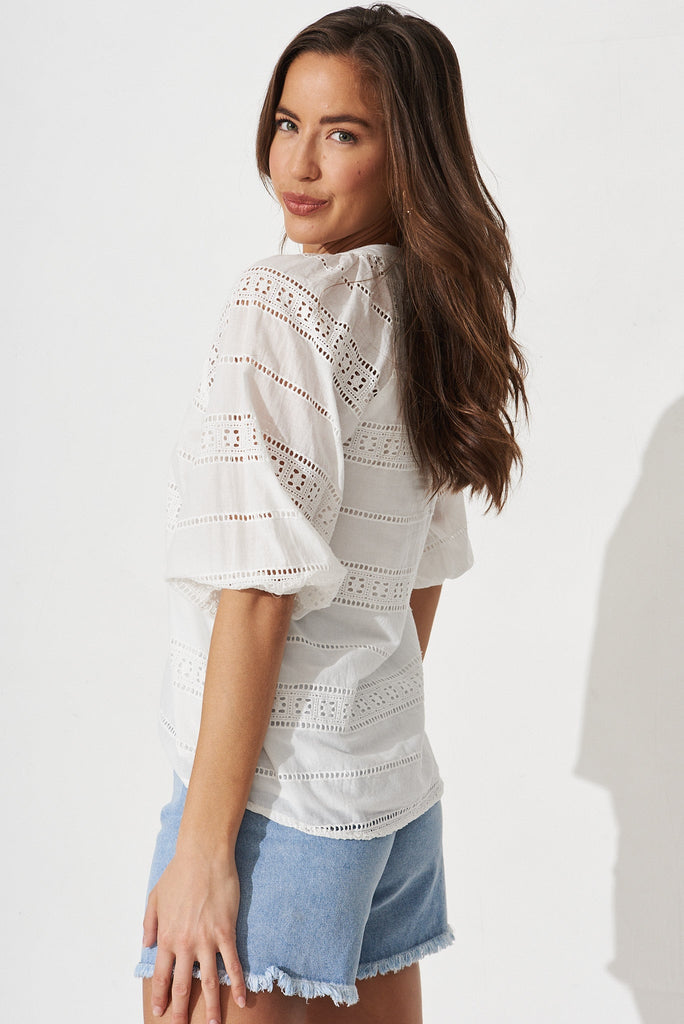 Winda Top in White Broderie - side