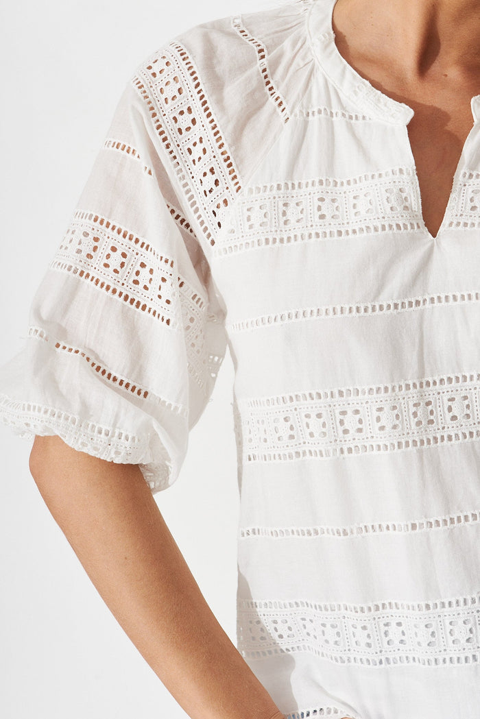 Winda Top in White Broderie - detail