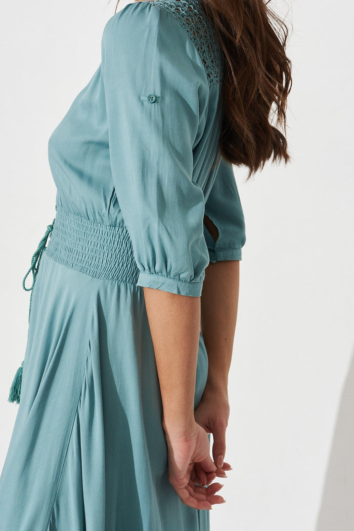 Selena Maxi Dress In Dusty Teal - detail