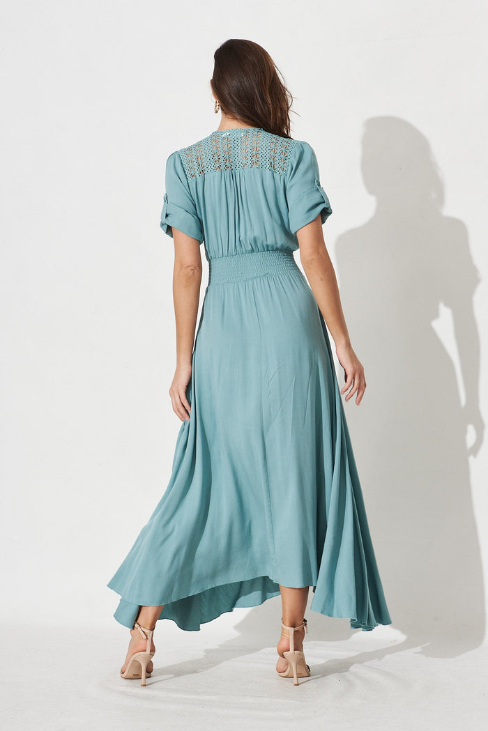 Selena Maxi Dress In Dusty Teal - back