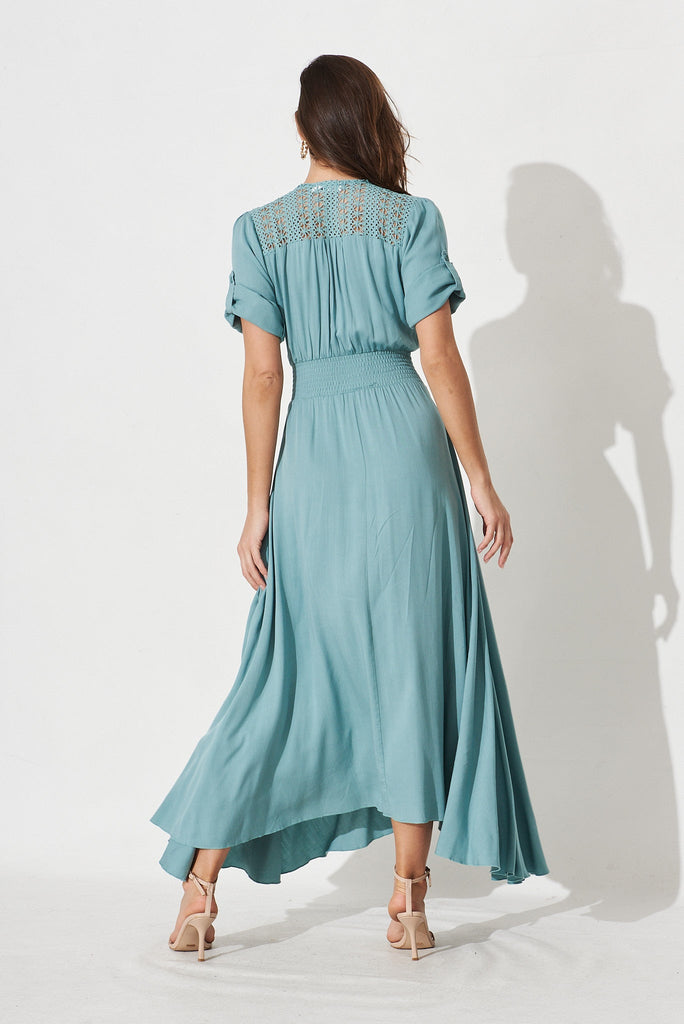 Selena Maxi Dress In Dusty Teal - back