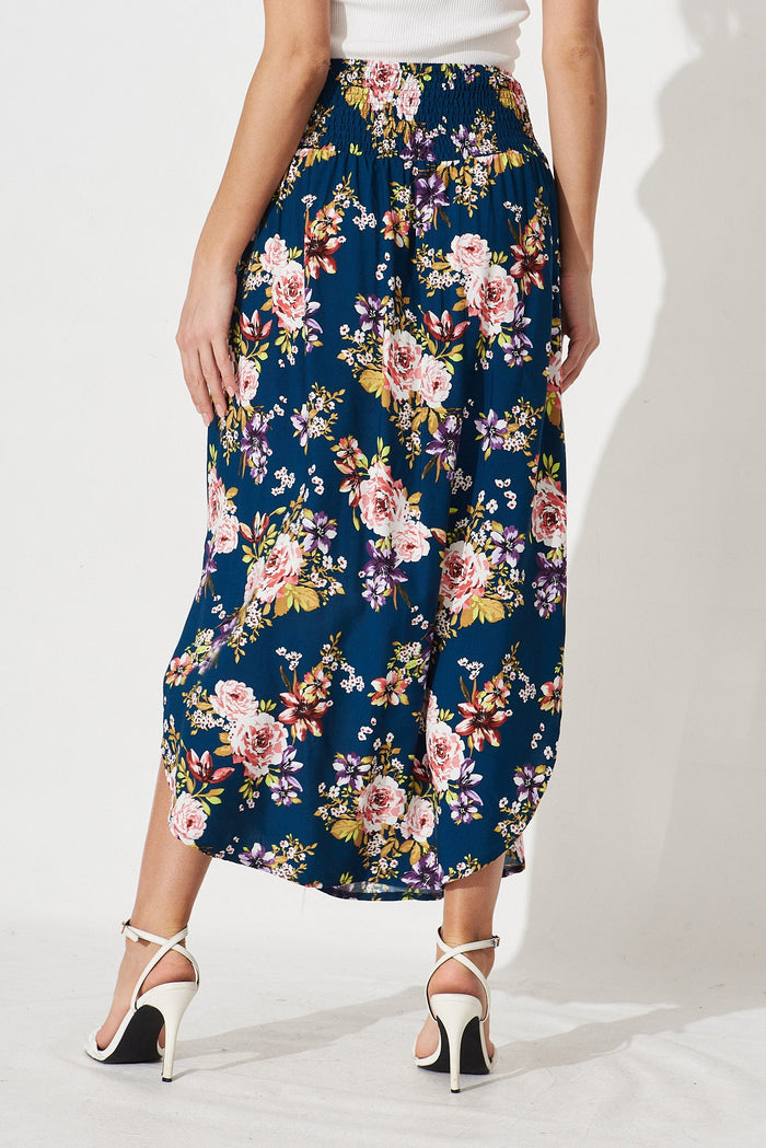 Roadtrip Maxi Skirt In Teal Floral - back