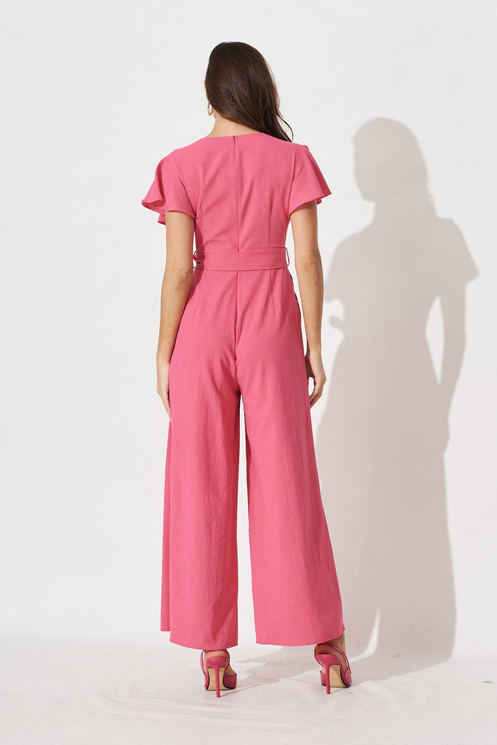 Jordane Jumpsuit In Pink - back