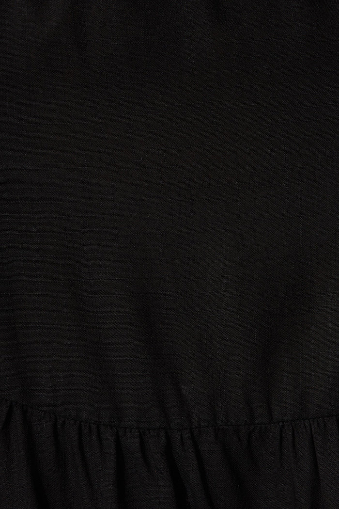 Della Midi Dress In Black Linen Blend - fabric