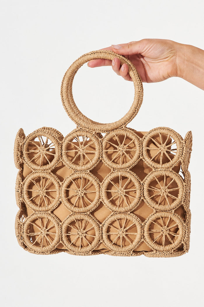 August + Delilah Kianty Straw Bag in Brown - front