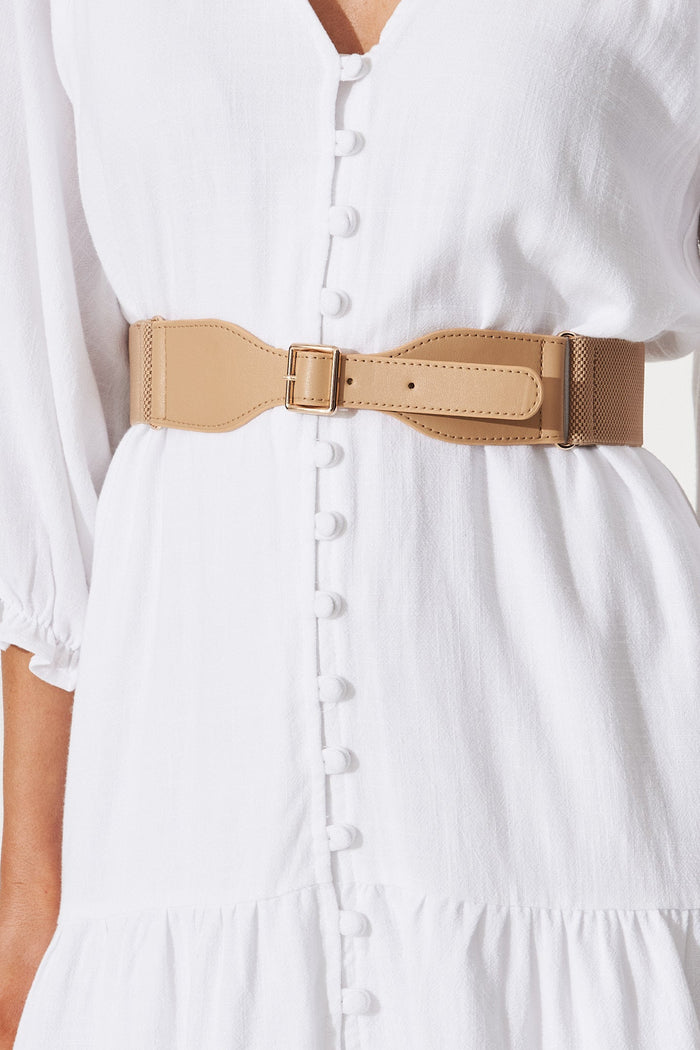 August + Delilah Nathany Belt In Beige - Front