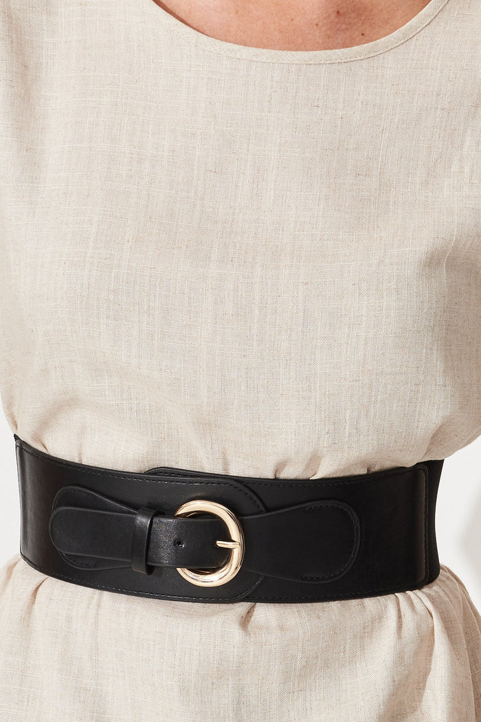 August + Delilah Rachely Belt In Black - Front