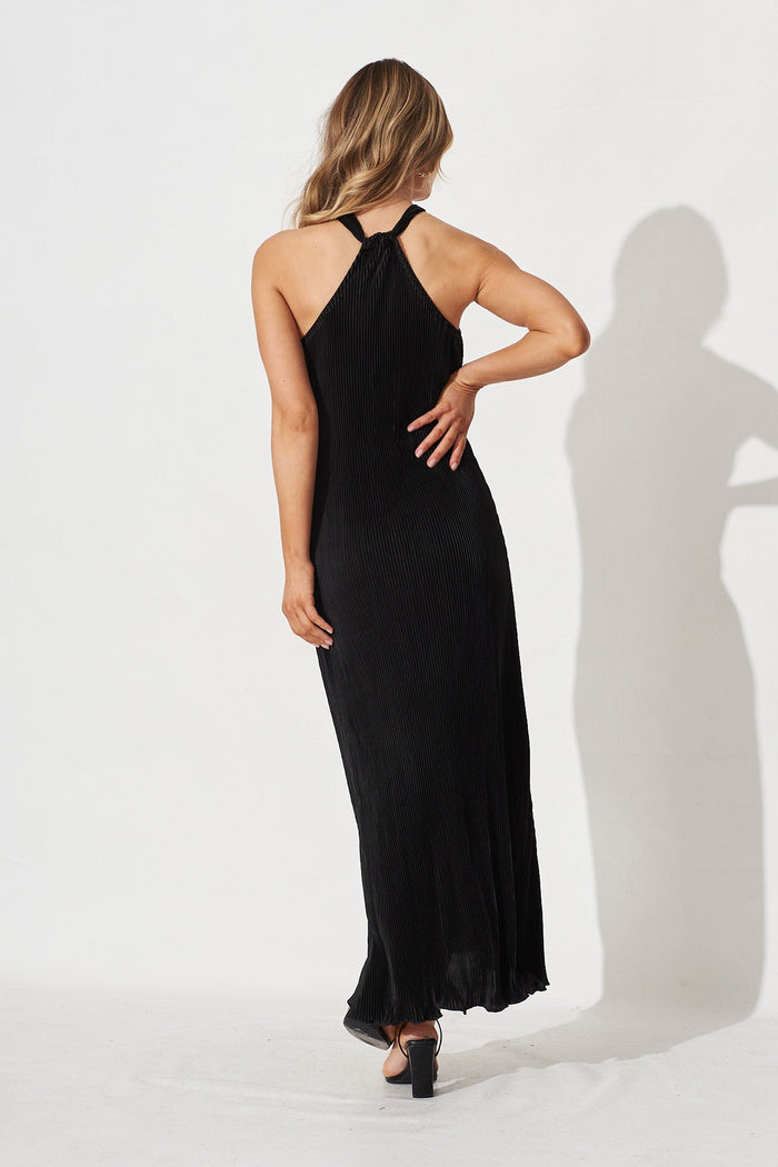 Krizzel Midi Dress in Black Plisse - back