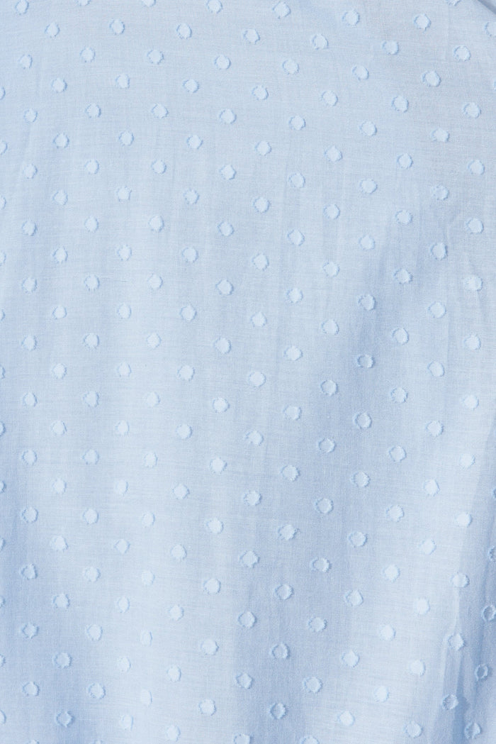 Adelyn Midi Dress In Blue Swiss Dot Cotton - fabric