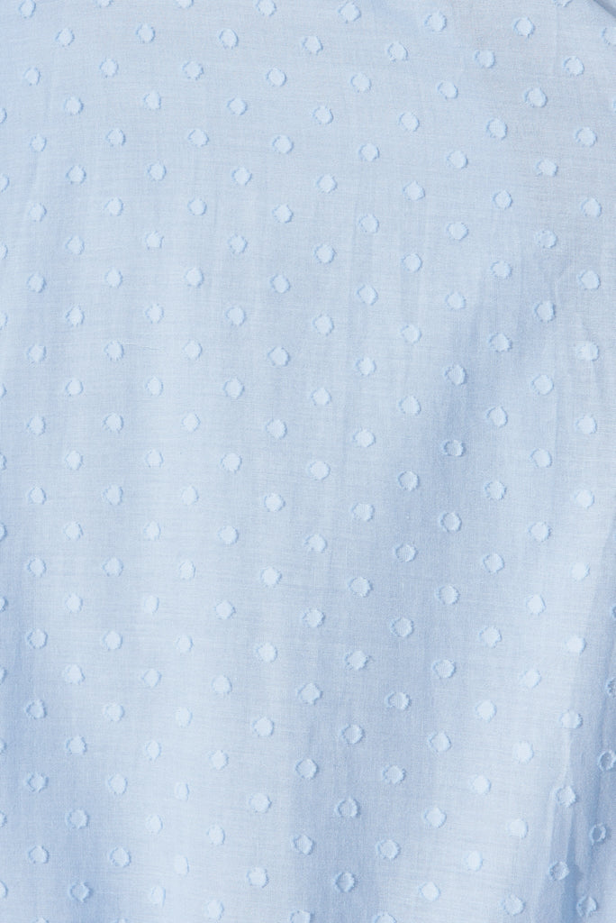 Adelyn Midi Dress In Blue Swiss Dot Cotton - fabric