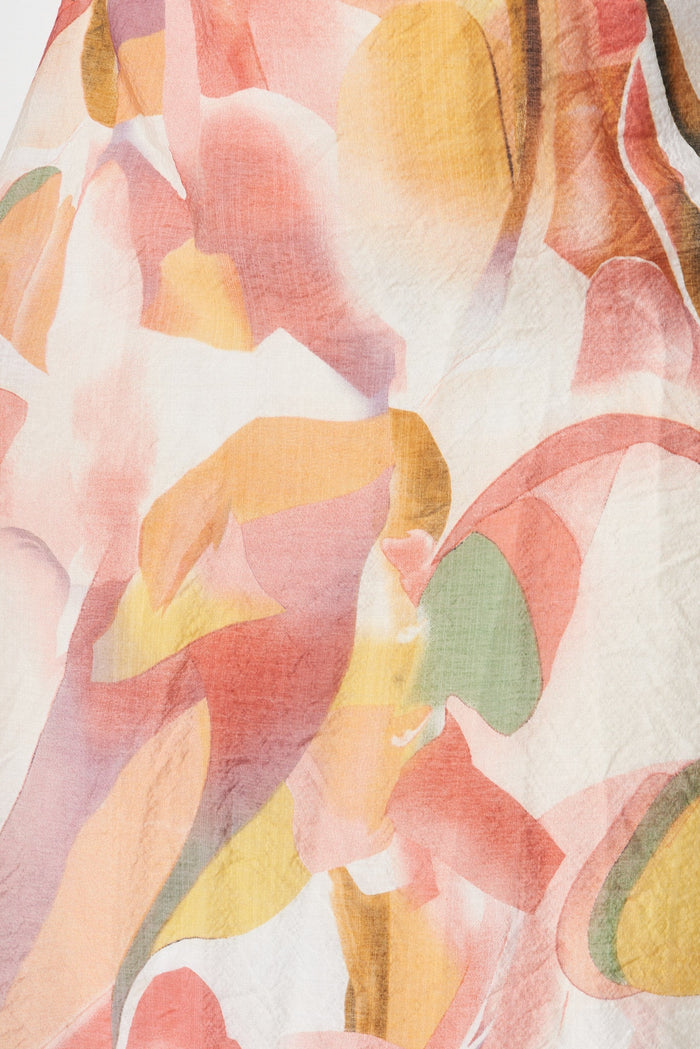 Ilana Midi Dress In White With Multi Floral - fabric