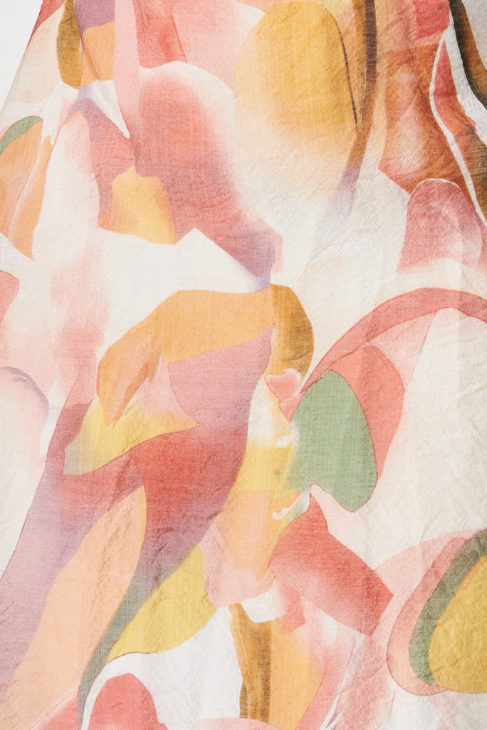 Ilana Midi Dress In White With Multi Floral - fabric