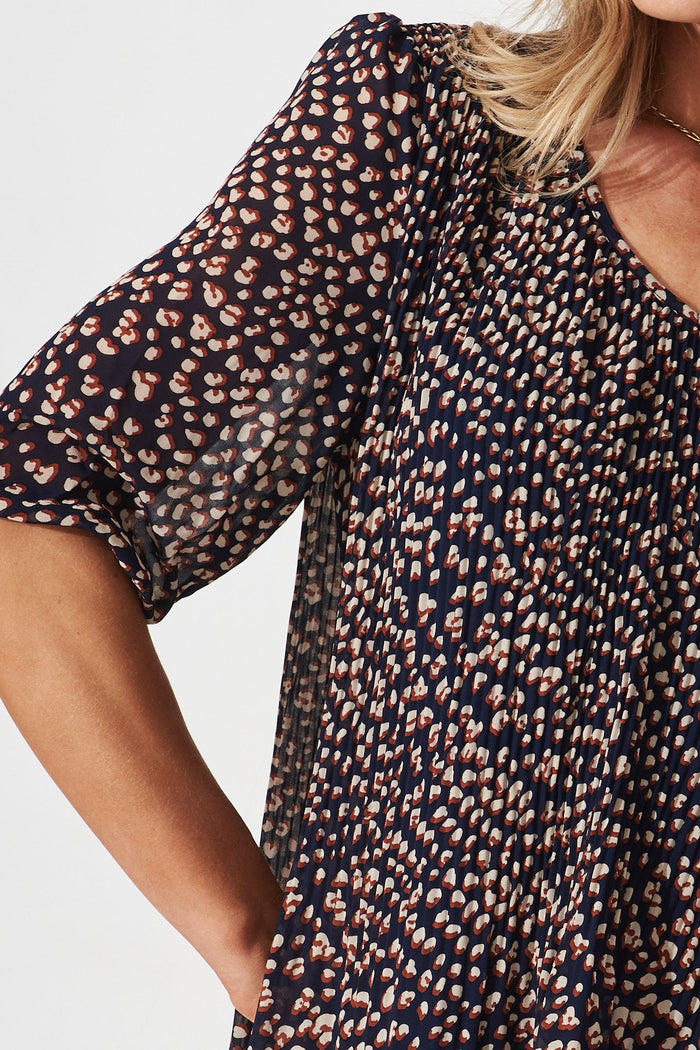Katie Top In Navy With Rust Speckle - detail