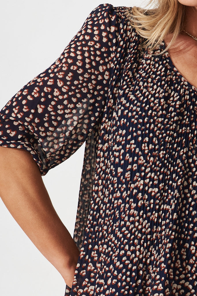 Katie Top In Navy With Rust Speckle - detail