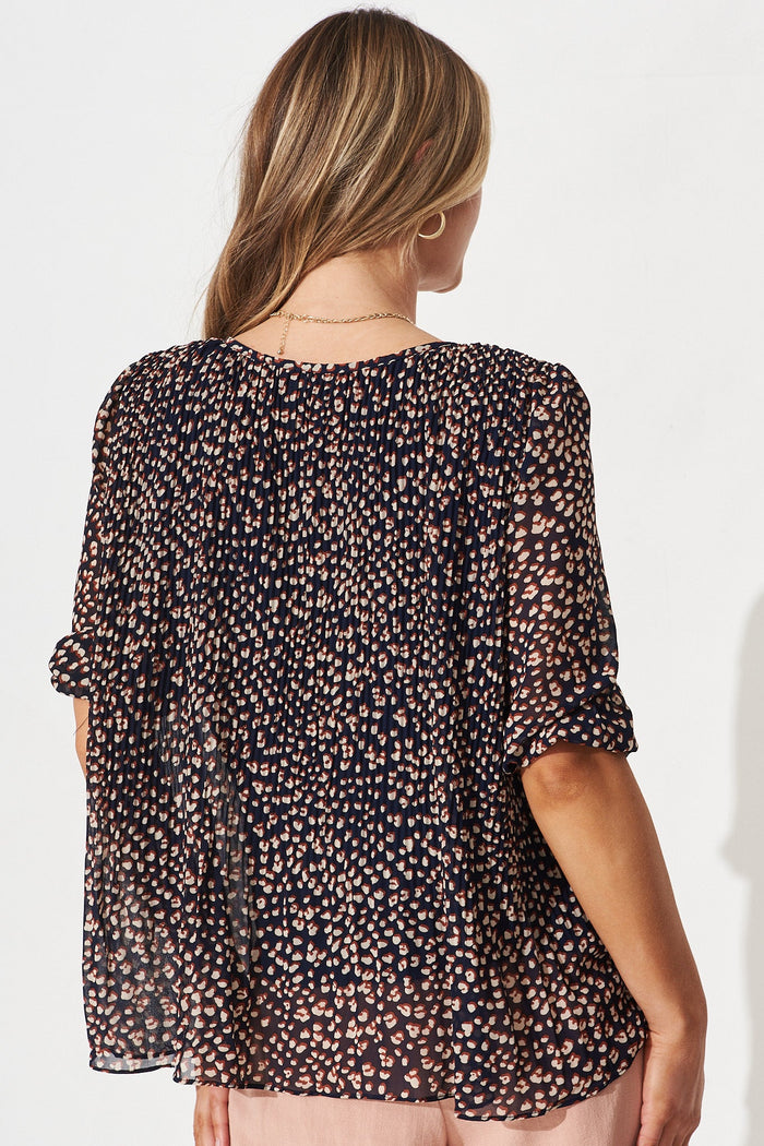Katie Top In Navy With Rust Speckle - back