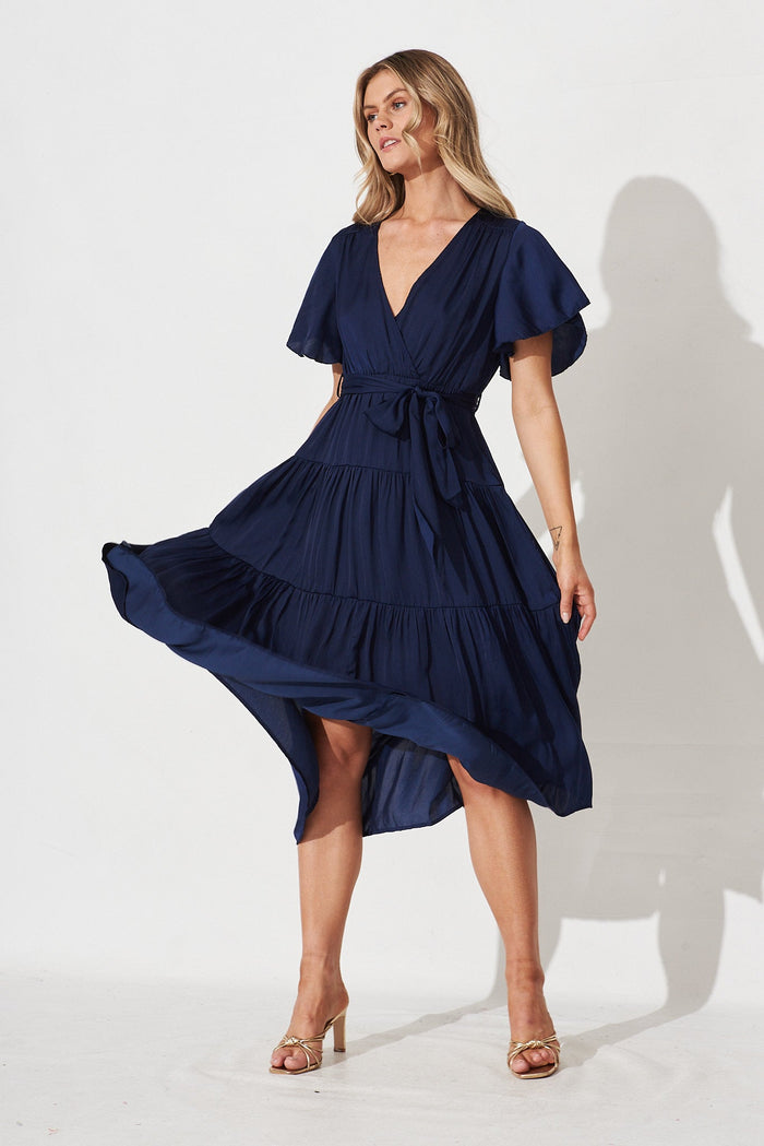 Jasmine Maxi Dress In Navy - Full Length