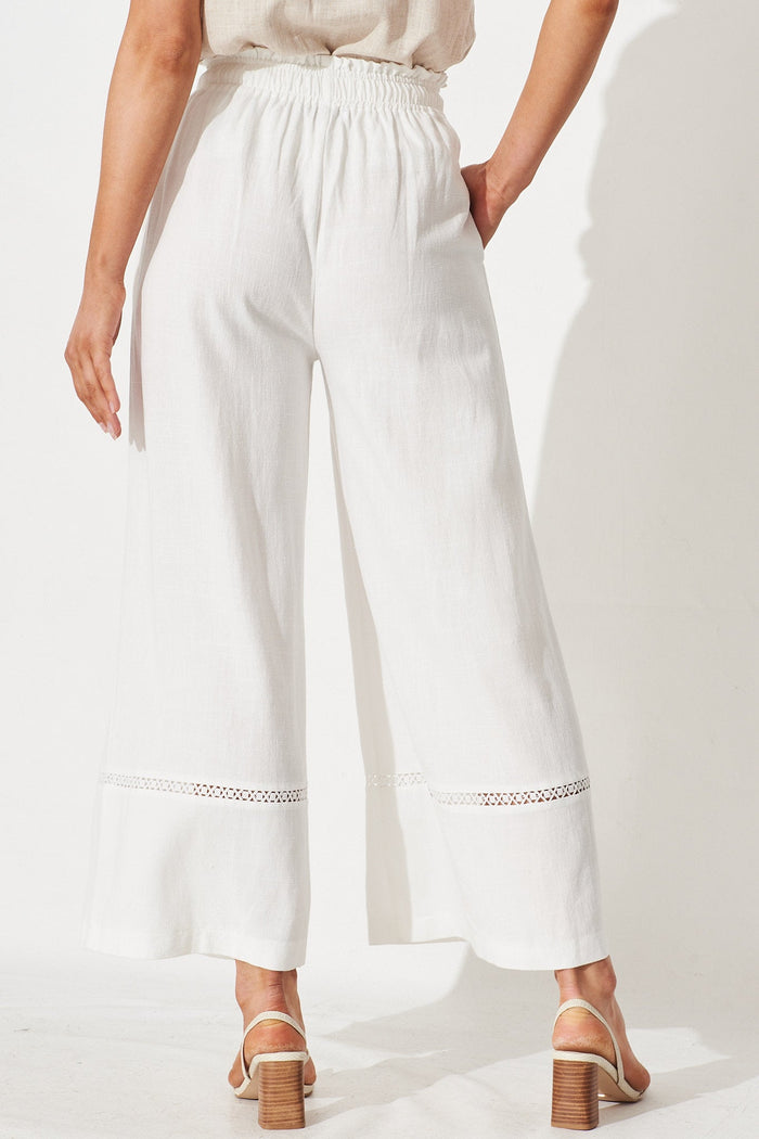 Amelia Pants In White Linen Blend - back