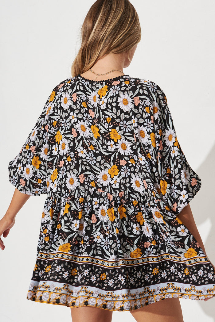 Curtis Top in Black Boho Floral - back