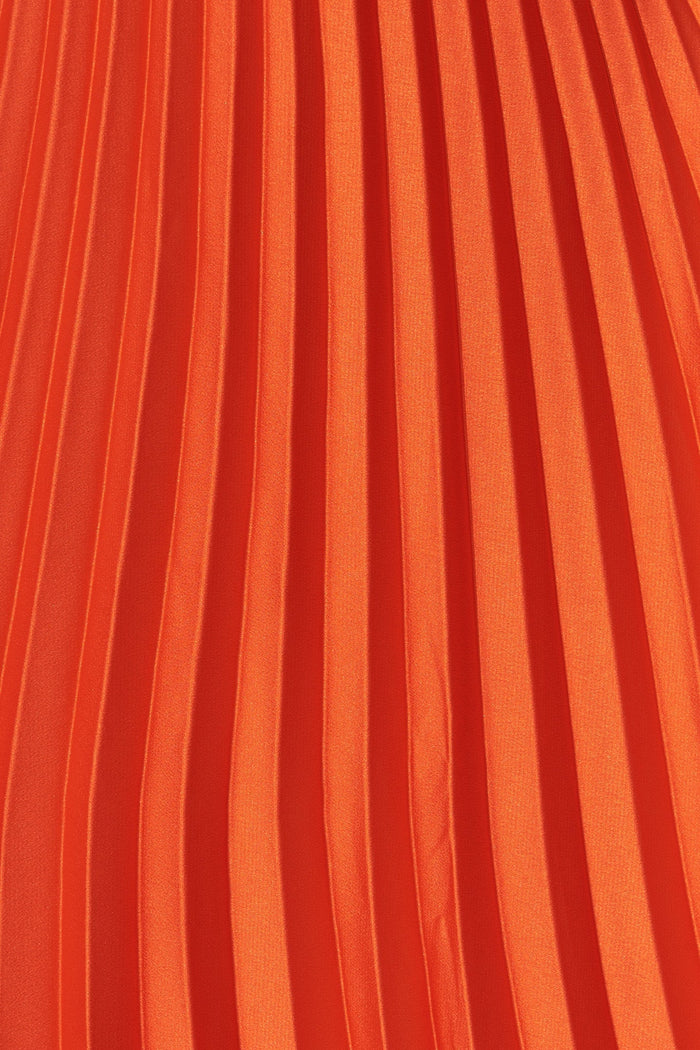 Allie Midi Pleat Skirt In Tangerine Satin - St Frock (Dev)