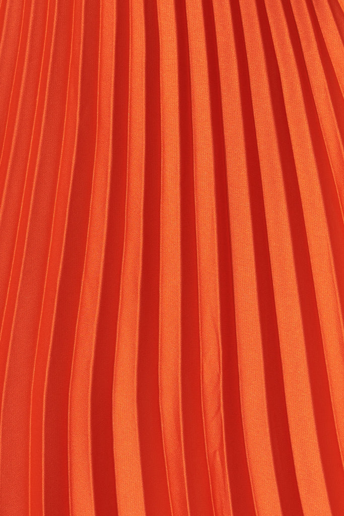 Allie Midi Pleat Skirt In Tangerine Satin - St Frock (Dev)
