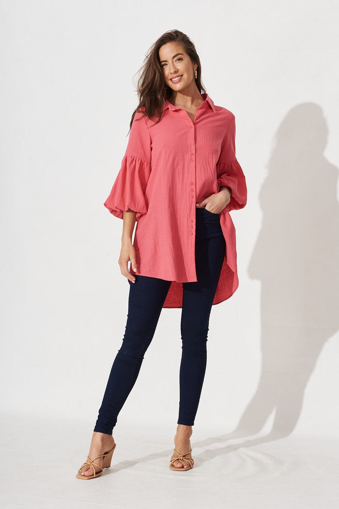 Vida Smock Tunic In Fuschia - full length