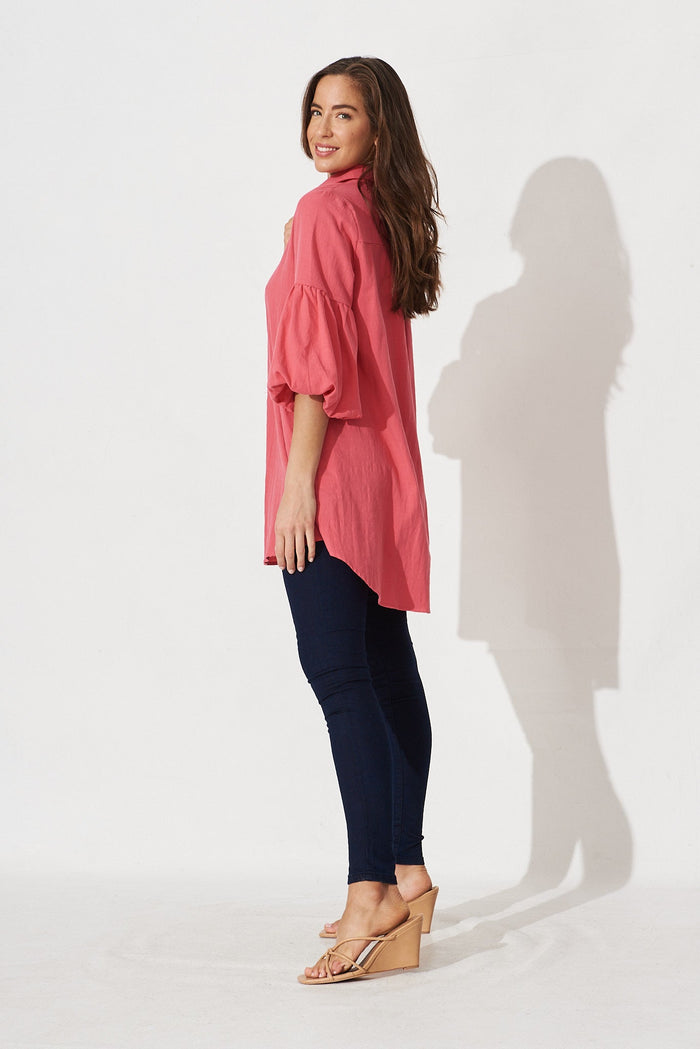 Vida Smock Tunic In Fuschia - side