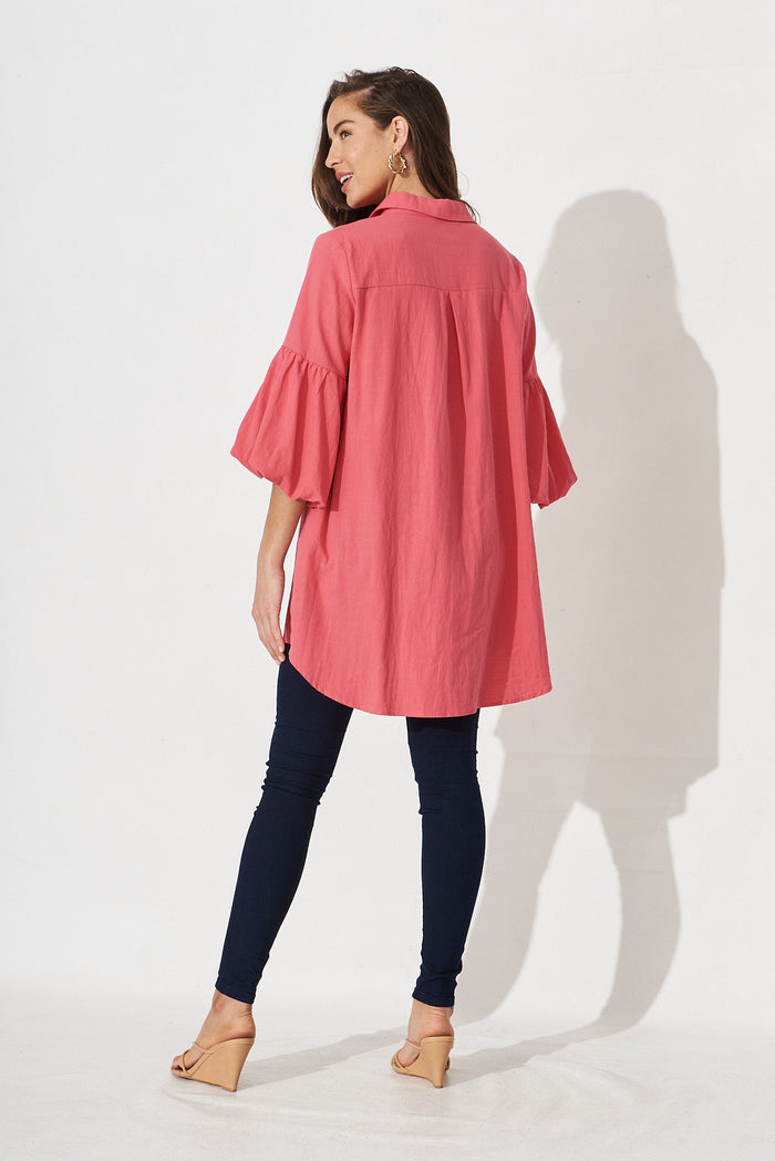 Vida Smock Tunic In Fuschia - back