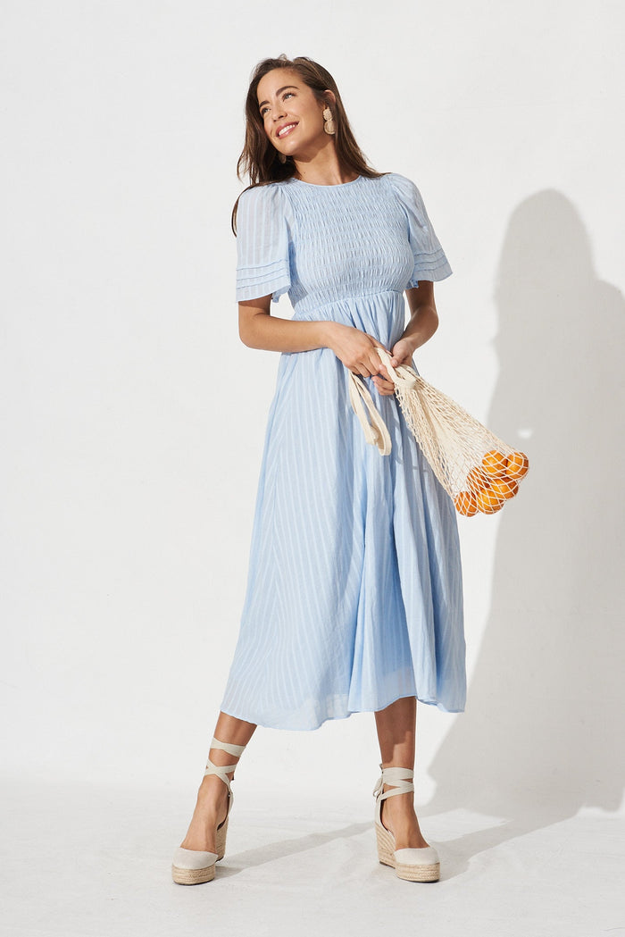 Talisa Maxi Dress In Sky Blue Cotton - full length