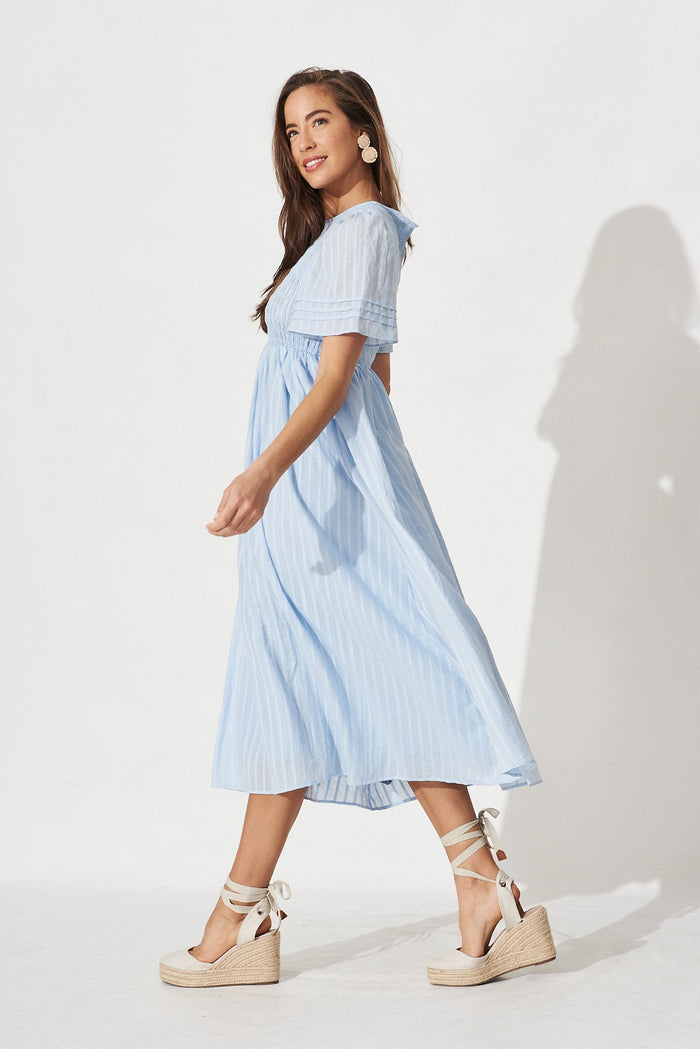 Talisa Maxi Dress In Sky Blue Cotton - side