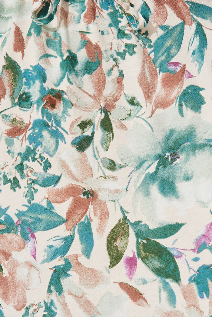 Alice Dress In White With Teal Floral - St Frock (Dev)