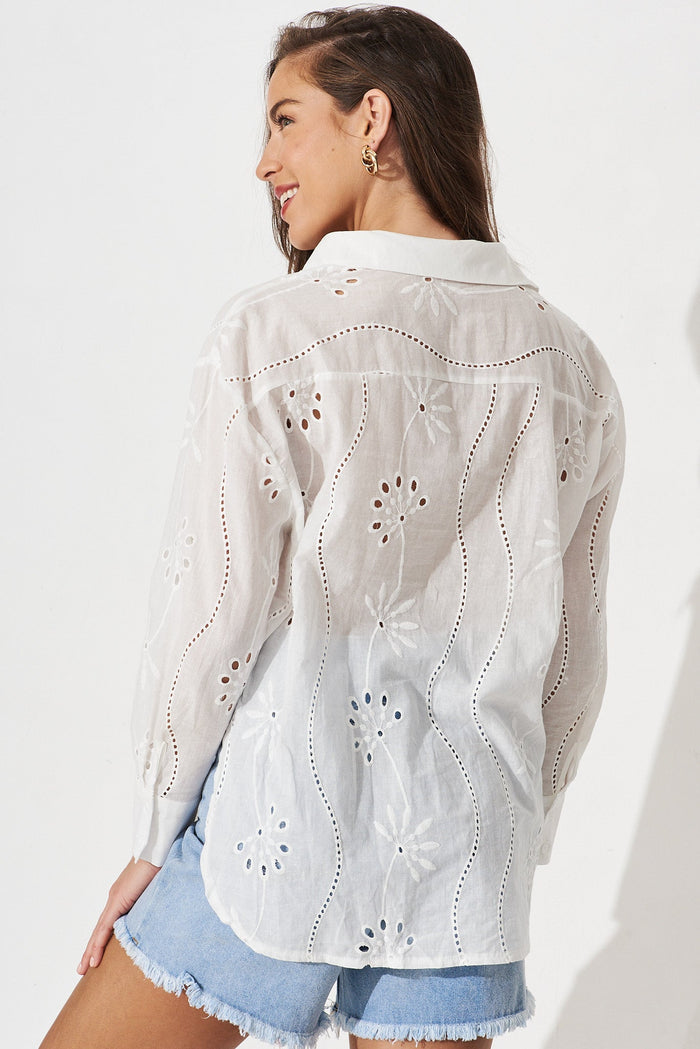 Denisa Shirt In White Broderie - back
